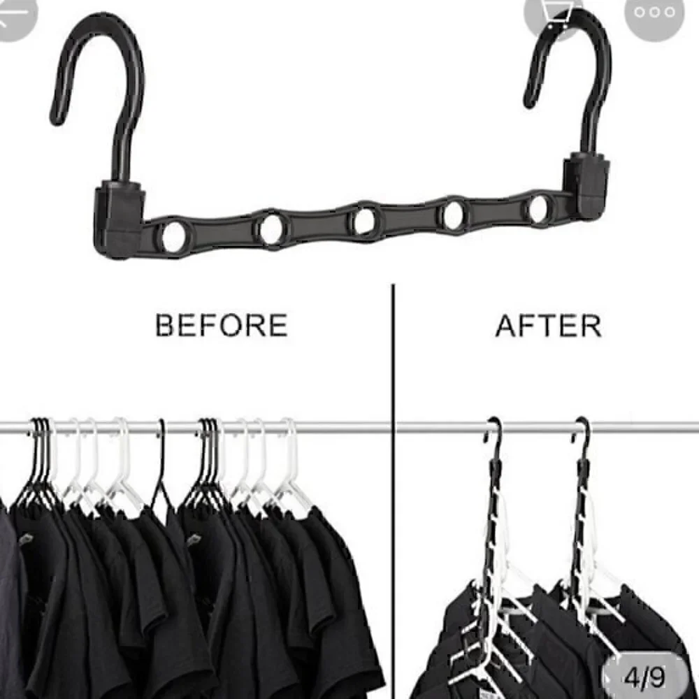 5 Black Wonder Hanger Max. Closet space saver organizer
